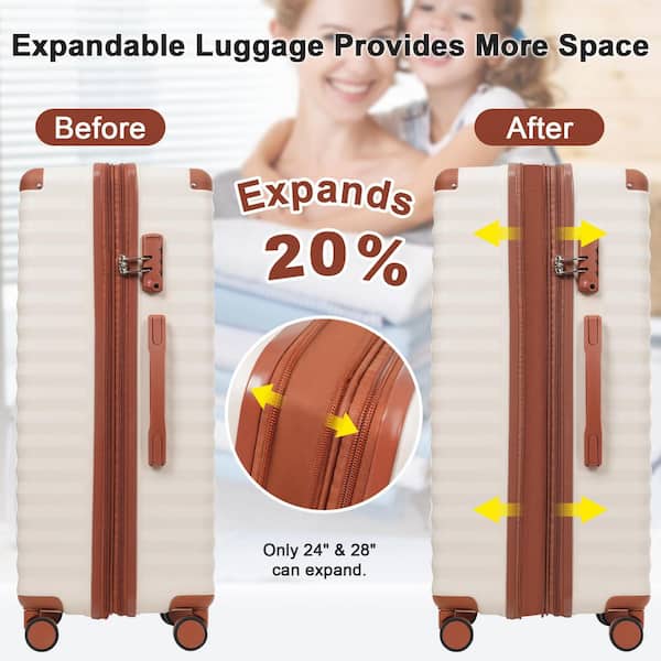 Merax 5 Bags 5-Piece Brown and White Expandable ABS Hardside