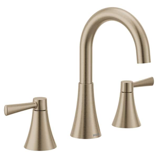 MOEN Ronan 8 in. Widespread 2-Handle Bathroom Faucet in Bronzed Gold (Valve Included)