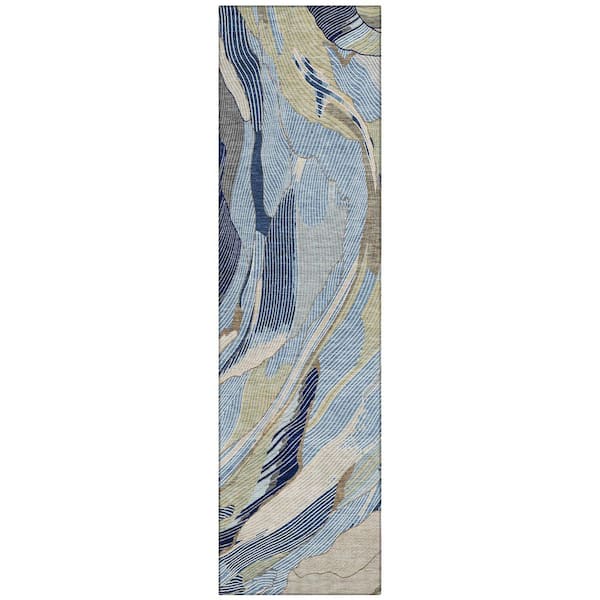 Chantille Machine Washable Indoor/Outdoor Abstract ACN3040 Blue 2 ft. x 7 ft. Runner Rug