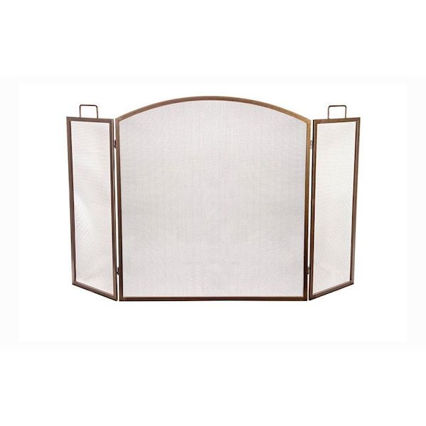 3 Fold Bronze Arch Top Fireplace Screen