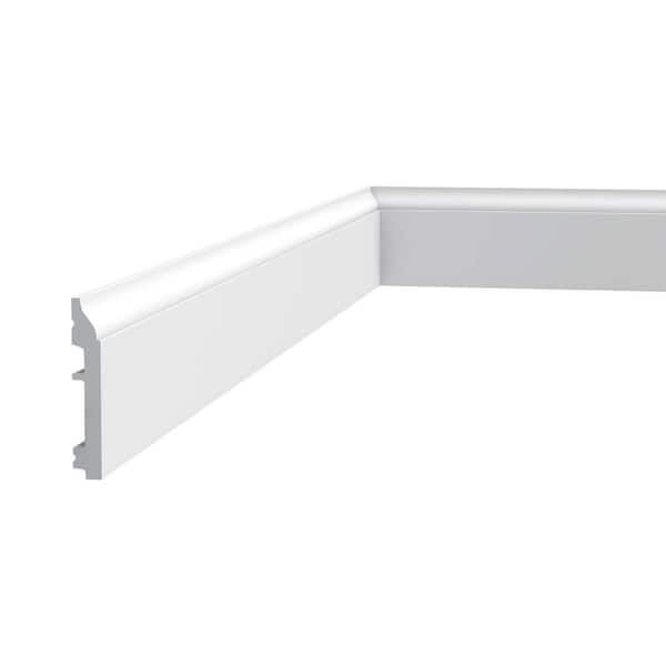 ORAC DECOR 1/2 in. D x 3-3/8 in. W x 78-3/4 in. L Primed White High Impact Polystyrene Baseboard Moulding (4-Pack)