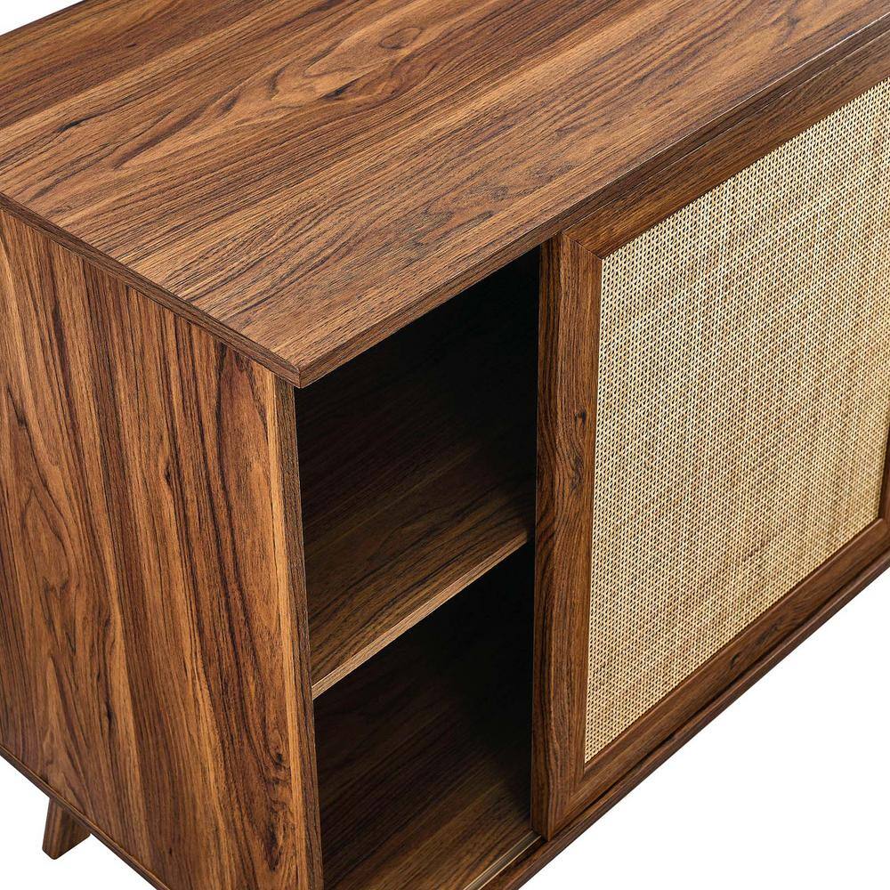 Soma 59" Walnut and Rattan Mid-Century Modern Sideboard