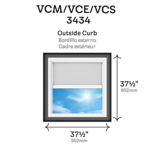 34-1/2 in. x 34-1/2 in. Solar Powered Venting Curb Mount Skylight with Laminated Low-E3 Glass and Room Darkening Shade