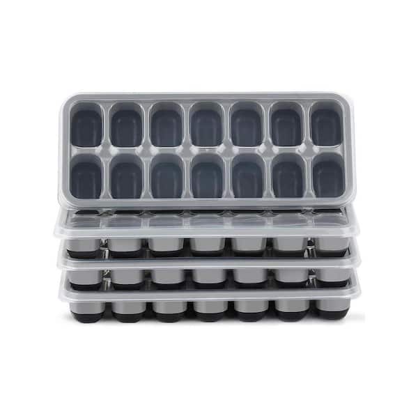 Easy-Release Flexible Silicone Ice Cube Tray Set Blue Square Ice Mold Stackable Freezer Kitchen Tool 4 Pack