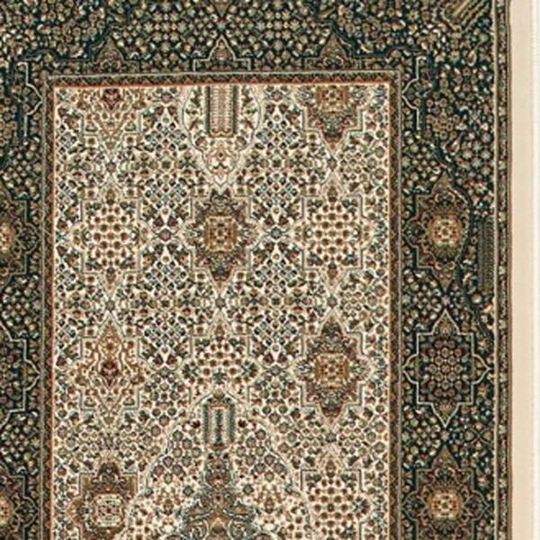 2 ft. x 10 ft. Ivory, Dark Blue Medallion Washable Area Rug