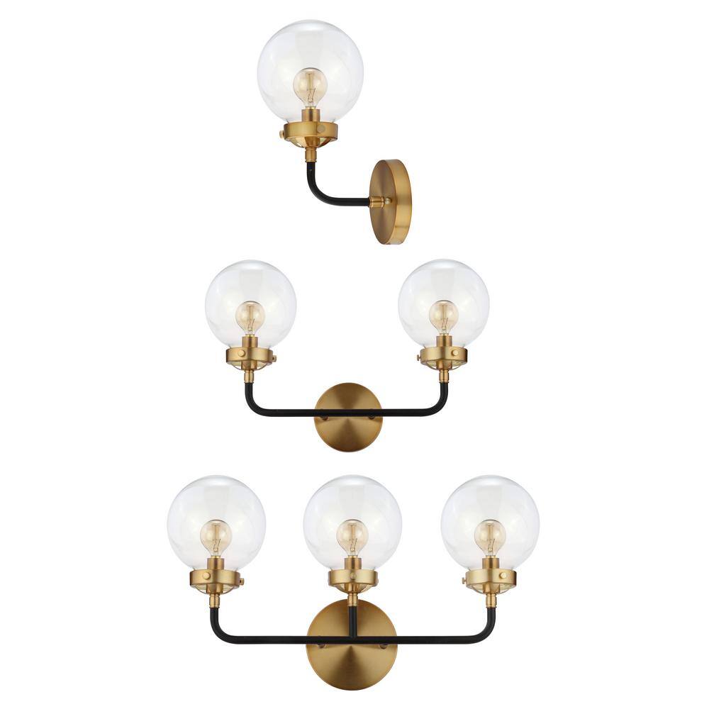 Caleb Transitional 18" Black and Brass LED Wall Sconce