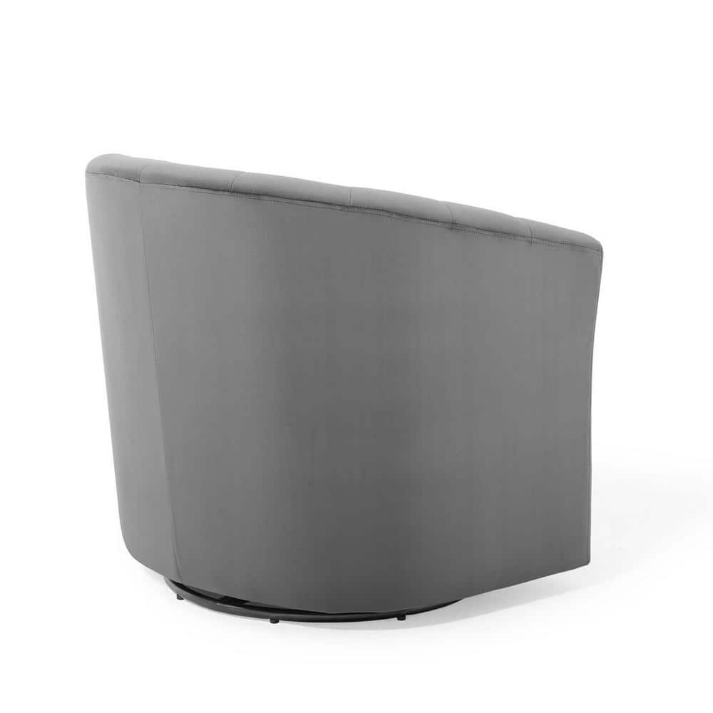 Luxurious Light Gray Velvet Swivel Barrel Accent Chair