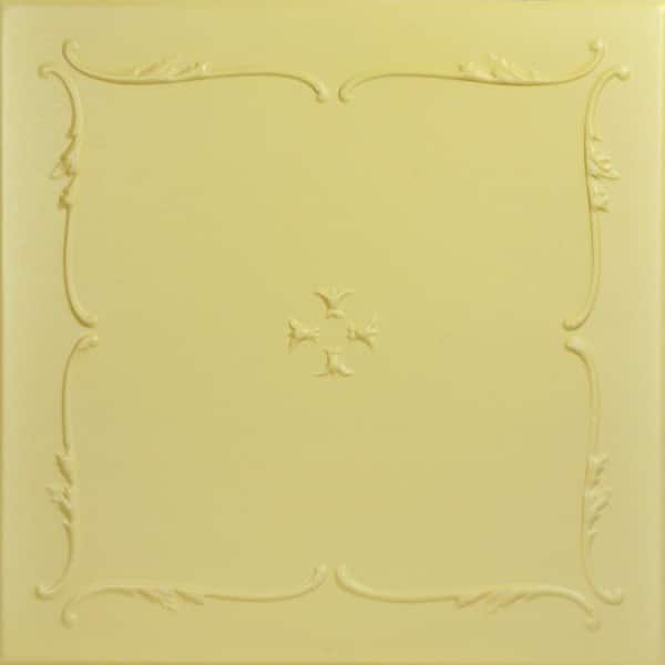 A La Maison Ceilings Spring Buds 1.6 ft. x 1.6 ft. Glue Up Foam Ceiling Tile in Concord Ivory