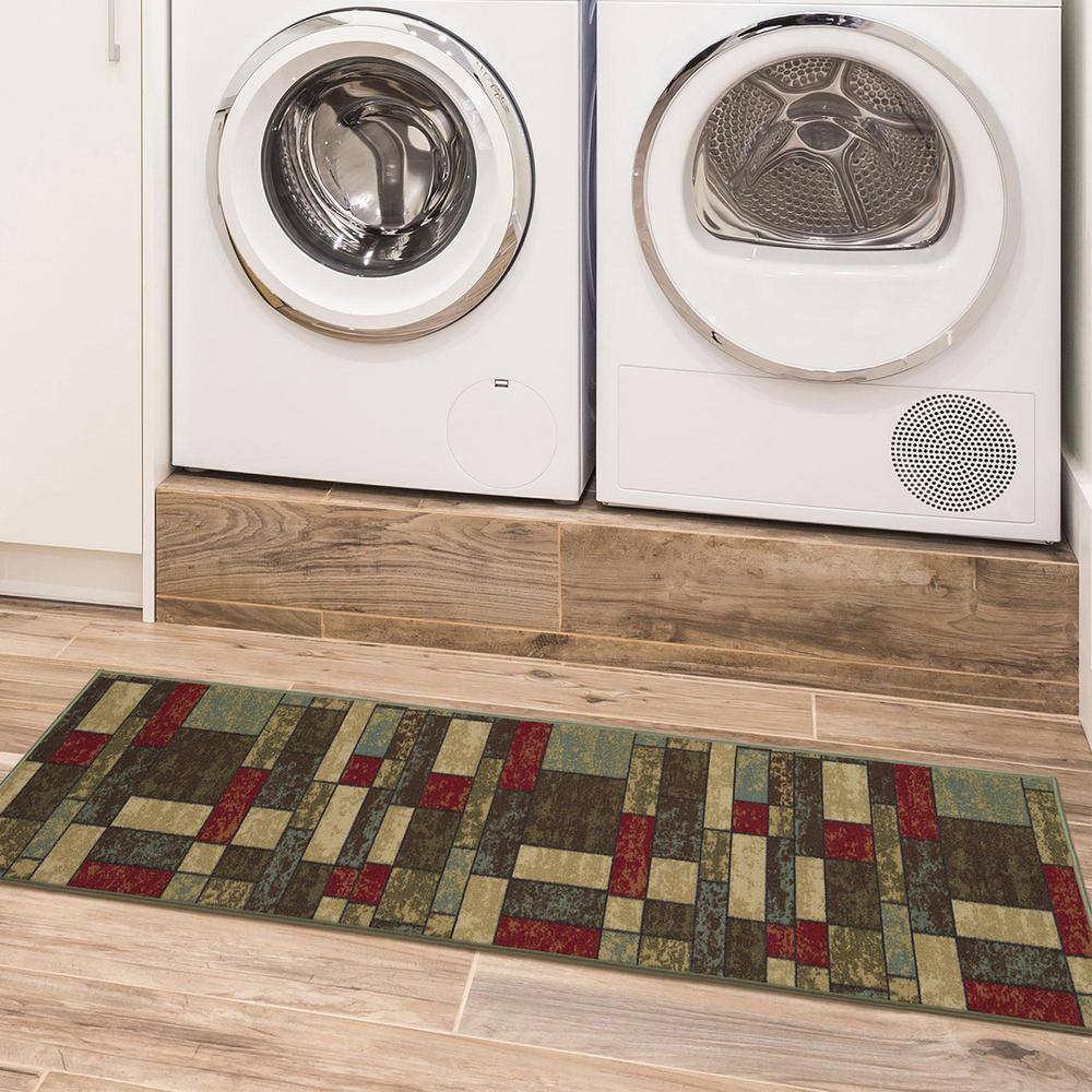 Multicolor Synthetic Non-Slip Runner Rug 1'10" x 7'