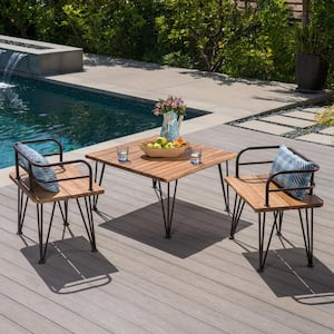 Zion Industrial Wood and Metal 3-Piece Coffee Table Patio Conversation Set