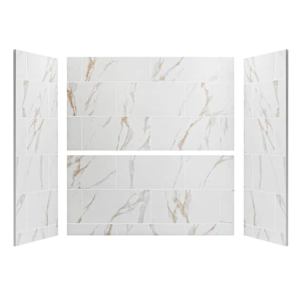 LTMATE 60 in. W x 60 in. H x 32 in. D 4 Piece Glue up Alcove Shower Wall Surround in Matte Finish