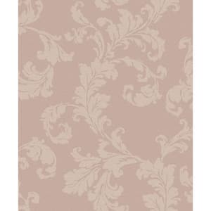 Emporium Collection Pink Acanthus Trail Embossed Metallic Ink Finish Paper Non-Pasted Non-Woven Wallpaper Roll