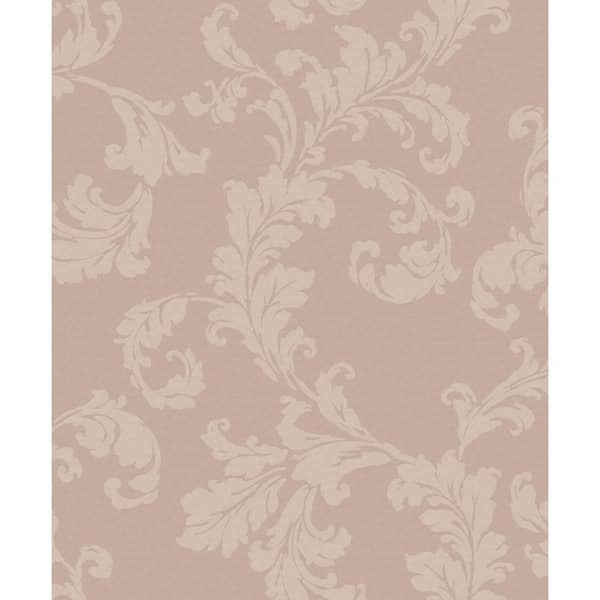 Unbranded Emporium Collection Pink Acanthus Trail Embossed Metallic Ink Finish Paper Non-Pasted Non-Woven Wallpaper Roll