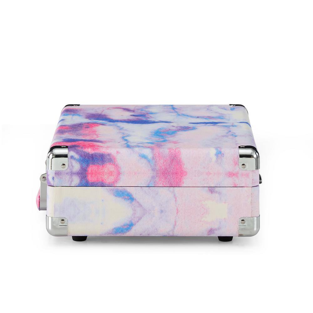 Tie-Dye Portable Bluetooth Vinyl Record Player with Built-In Speakers