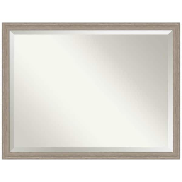 Amanti Art Medium Rectangle Satin Grey Beveled Glass Casual Mirror (33 in. H x 43 in. W)