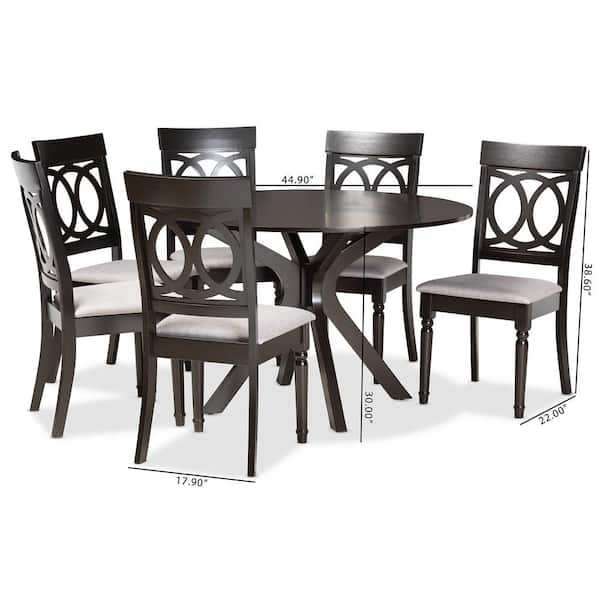 Baxton Studio Jessie 7 Piece Grey and Dark Brown Dining Set