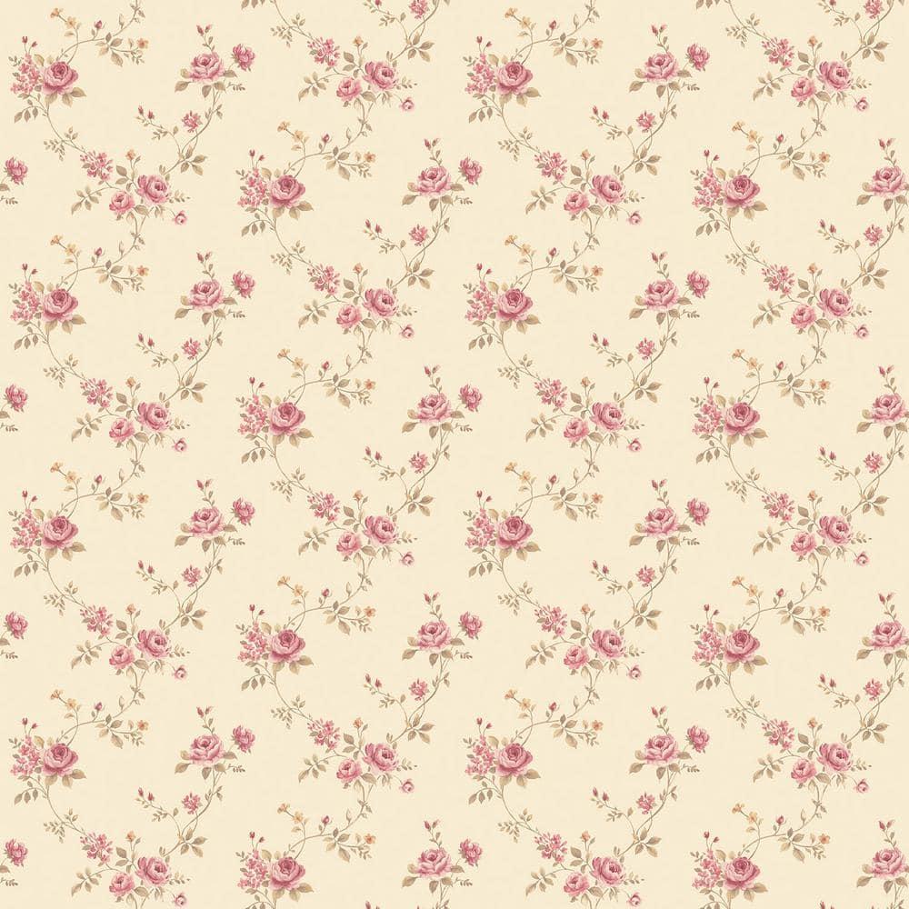 Miniatures 2-Pink/Green/Cream Rose Floral Trail Design Matte Finish Non-Pas