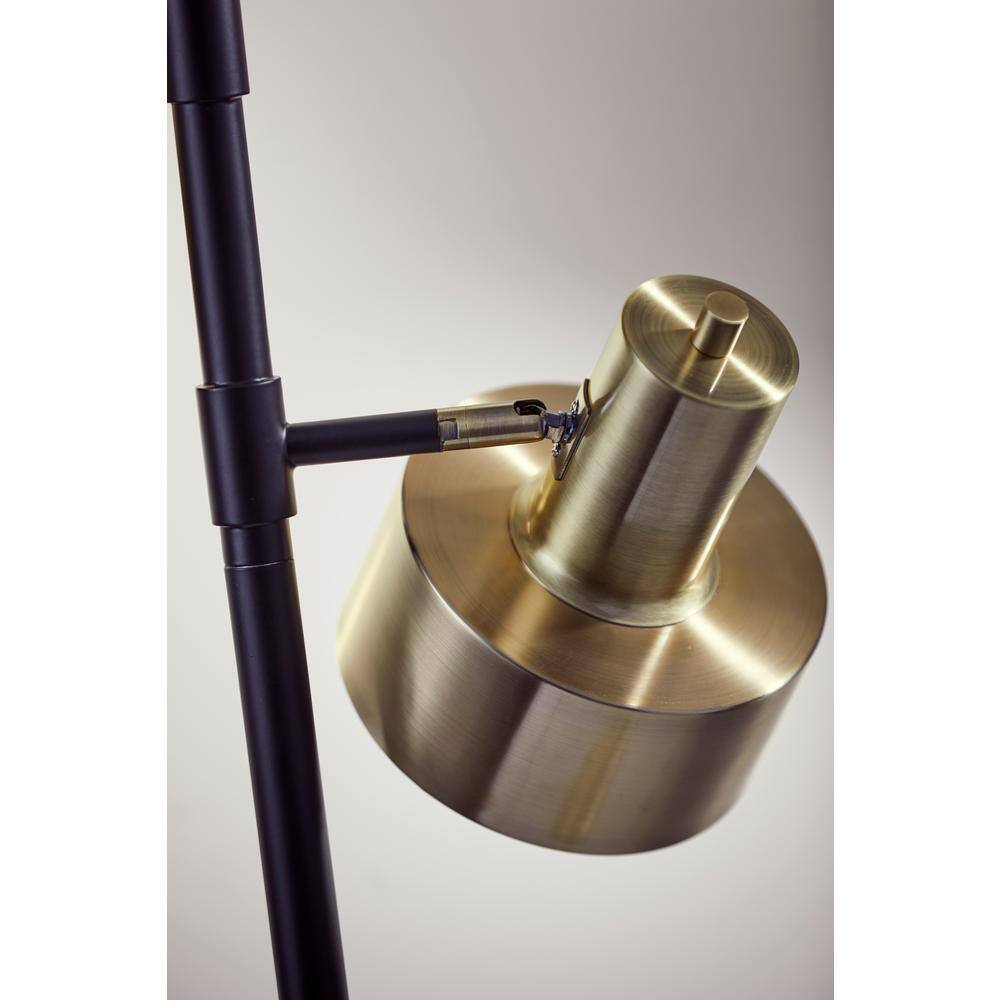 Arcadian Adjustable Triple-Arc Matte Black & Brass Floor Lamp