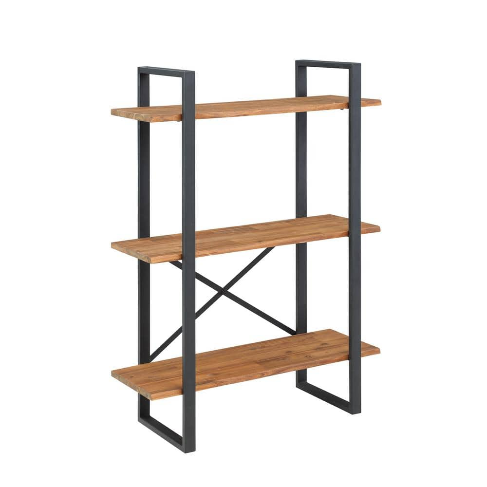 White/Natural 3-Tier Small Wood and Metal Shelf