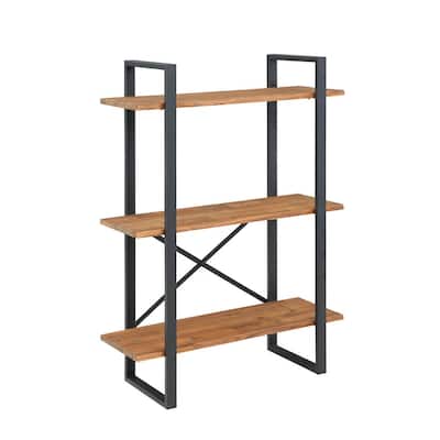 Concord Live Edge Metal Frame Natural Wood 3-Tier Shelving Unit 35.83 in. W x 48.43 in. H x 14.17 in. D
