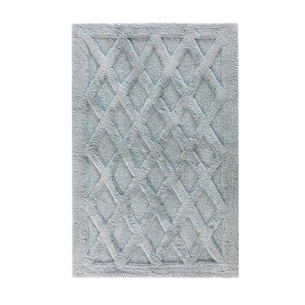 MH LONDON Alderbury Blue 30 in. x 50 in. Geometric Cotton Bath Mat