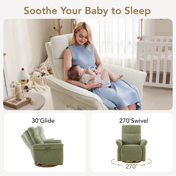 Spruce & Spring Isla Green Fabric Triple-Motor 270° Swivel