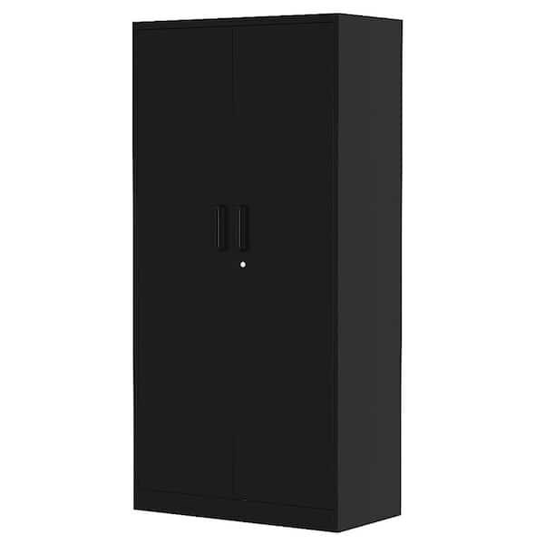 Black Armoire with 4 Shelves, Steel Combination Storage (18 in