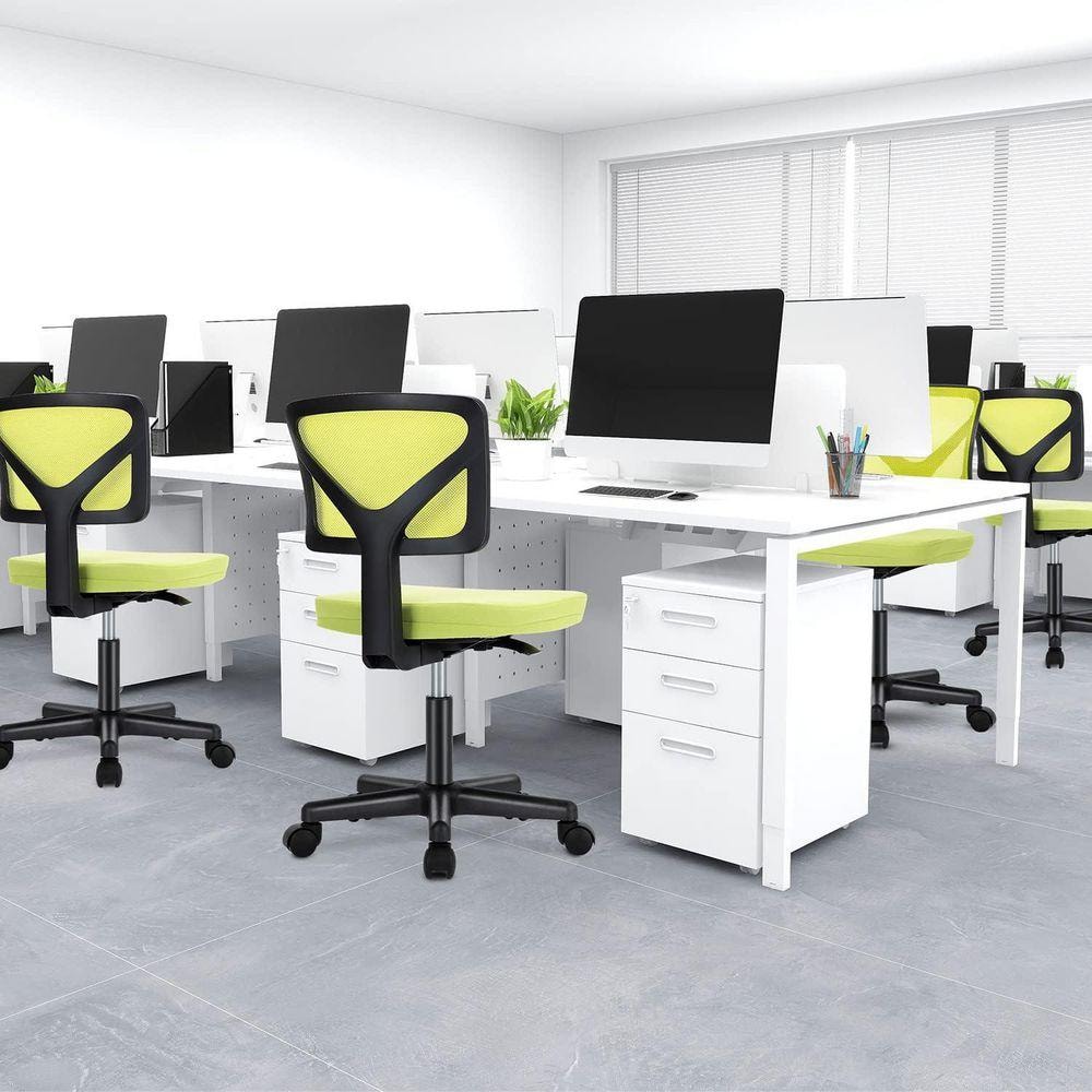 1-Piece Mesh Adjustable Height 360° Swivel Low Back Office Task Chair in Green with Armless