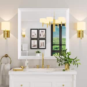 36 in. W x 36 in. H Square Aluminum Alloy Framed and Tempered Glass Wall Bathroom Vanity Mirror in Matte White