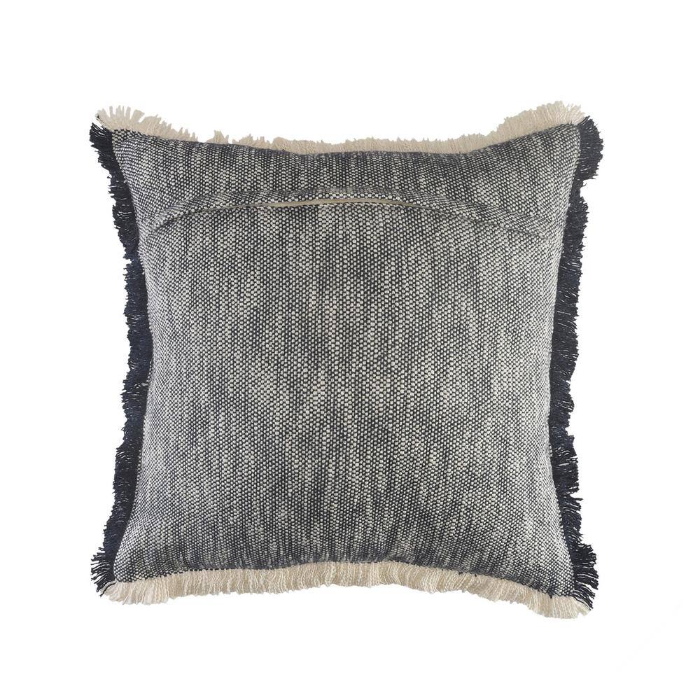 Insignia Blue Cotton Fringed Square Throw Pillows, Set of 2