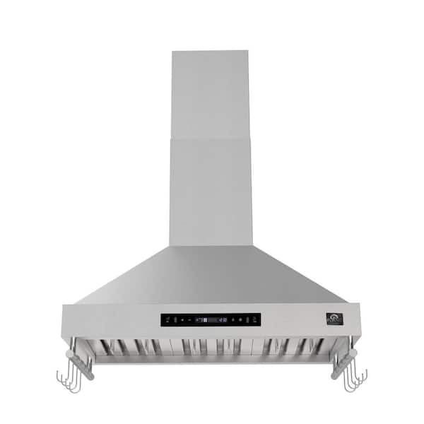 Venezia 36 Inch Wall-Mounted Range Hood with Touch Controls and Baffle Filters in Stainless Steel, Ducted