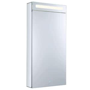 20 in. W x 40 in. H Recessed or Surface Wall Mount Medicine Cabinet with Mirror and Right Hinge LED Lighting in Silver