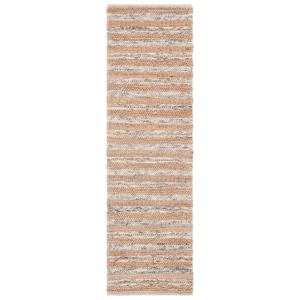 Natura 2 ft. x 8 ft. Natural/Brown Modern Striped Runner Rug