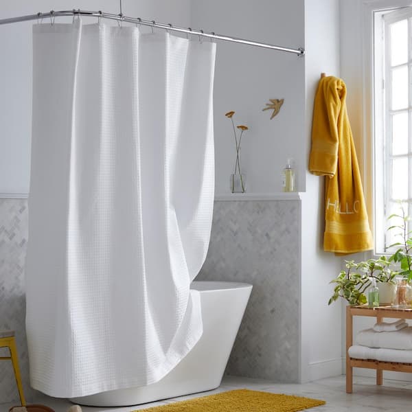 White Shower Curtain 59068, How To Keep Shower Curtain In Stall