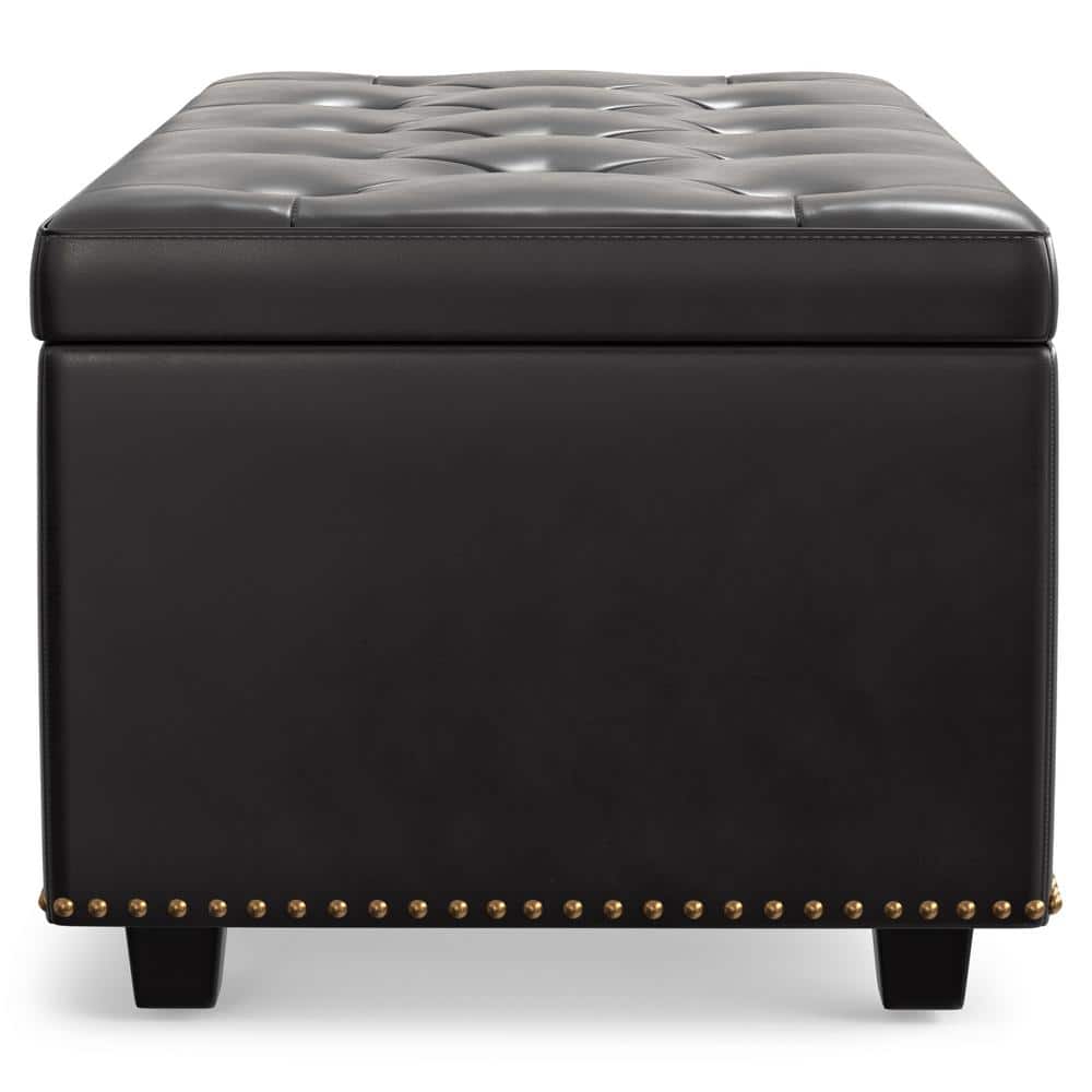 Hamilton 44" Contemporary Tanners Brown Faux Leather Lift-Top Storage Ottoman