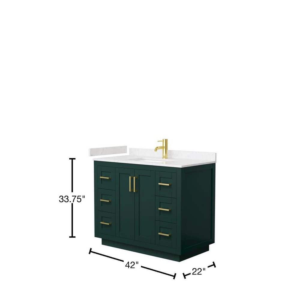 Miranda 42" Green Freestanding Single Bathroom Vanity with Marble Top
