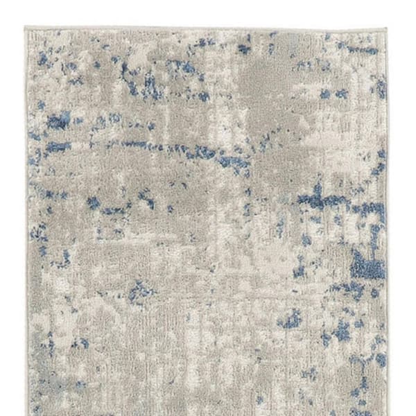 2 ft. x 20 ft.White Abstract Washable Area Rug