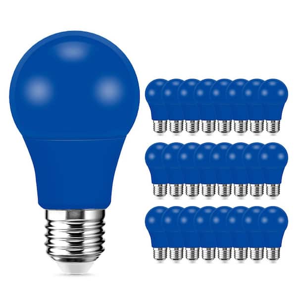 YANSUN 60-Watt Equivalent 9-Watt A19 E26 Base Non-Dimmable Blue LED Colored Light Bulb 9000K(24-Pack)