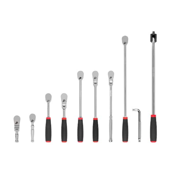 TEKTON 3/8 in. Drive Comfort Grip Ratchet, L-Handle, and Breaker Bar Set (10-Piece)