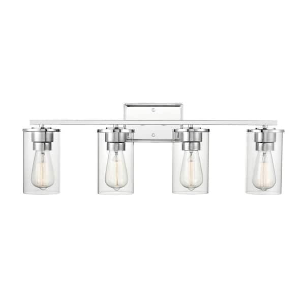 Millennium Lighting Verlana 27.625 in. 4-Light Chrome Bathroom Vanity Light with Clear Glass Shade