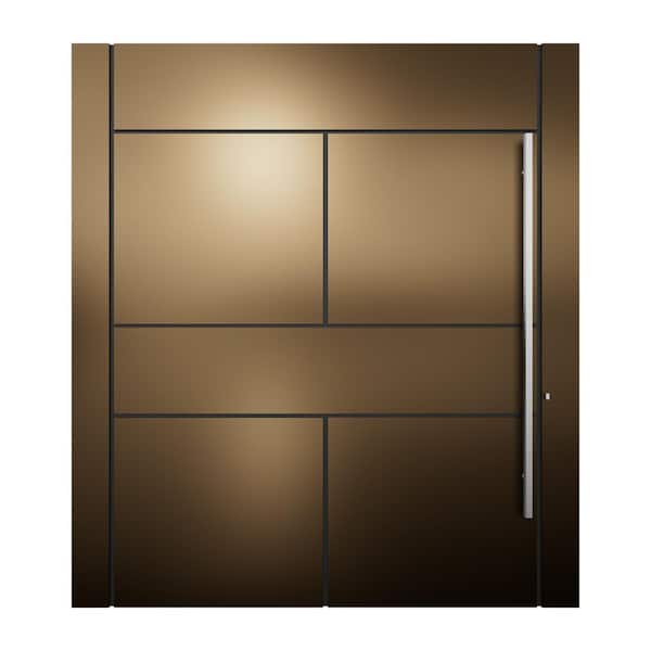 72 in. x 80 in. Lugano Bronze Aluminum Prehung Pivot Entry Door with Hardware