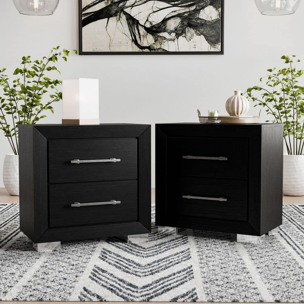 Furniture of America Fairhart Modern Black 2-Drawer 26 in. W (Set