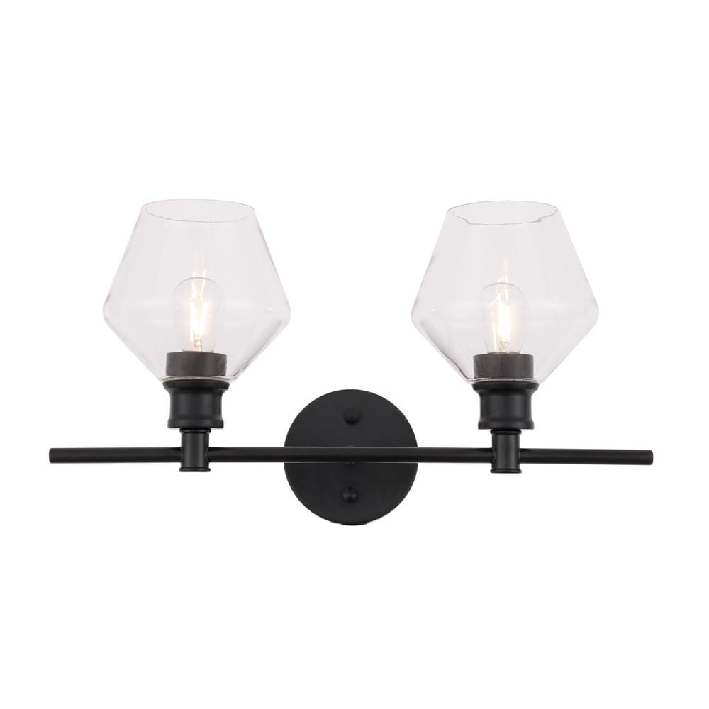 Timeless Home Grant 19.1 in. W x 10.2 in. H 2-Light Black and Clear Glass W
