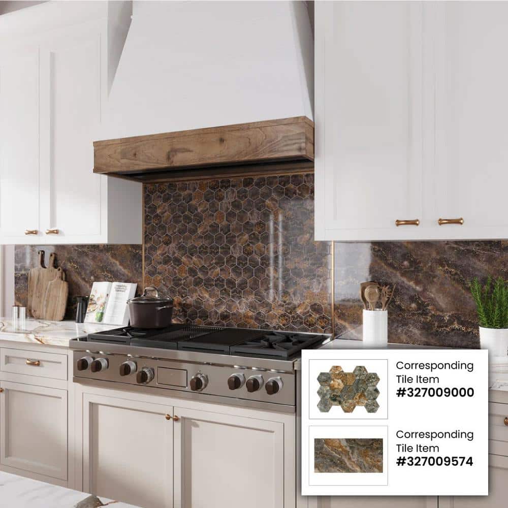 Splendor 8.9'' x 12.8'' Polished Brown Porcelain Hexagon Mosaic Tile