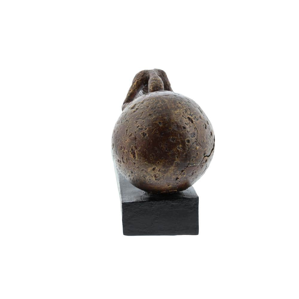 Antique Brown Polystone Sisyphus Sculpture