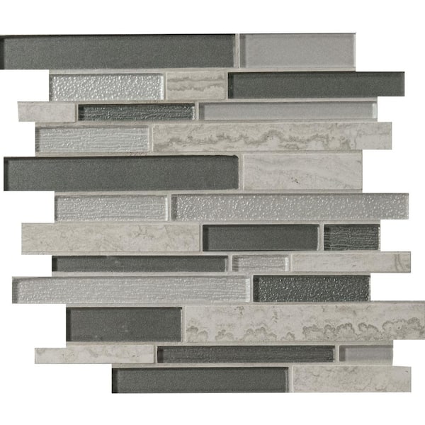 MSI Take Home Tile Sample - Snow Mass 4 in. x 4 in. Interlocking Textured Glass Stone Mosaic Tile