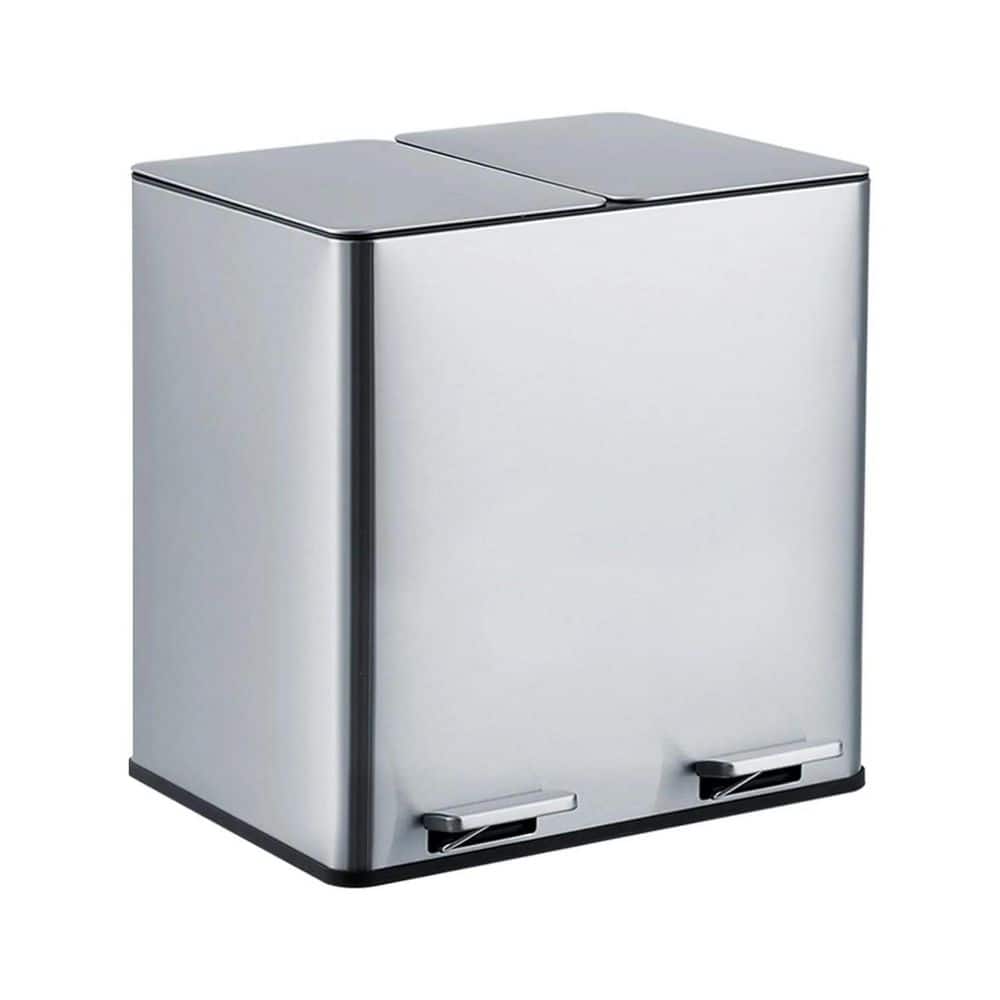 Garvee Dual Trash Can, 2 x 4 gal. Stainless Steel Step Trash Can