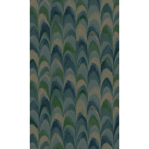 Walls Republic Teal Peacock Feather Inspired Geometric Wallpaper with Non-Woven Material Non-Pasted Covered 57 sq. ft. Double Roll