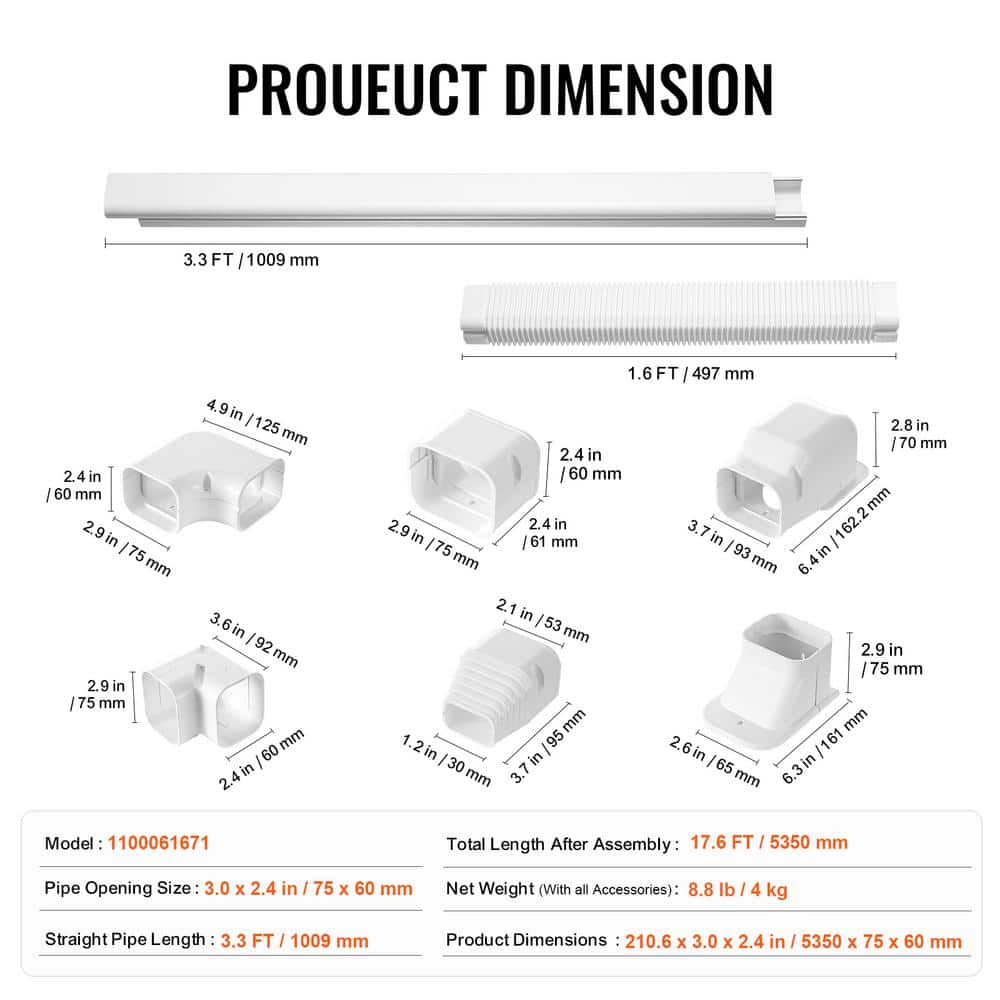 White PVC Decorative Air Conditioner Line Set Cover Kit