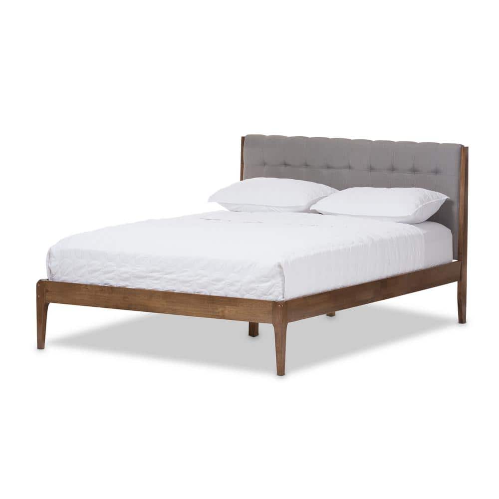 Clifford Mid-Century Full Platform Bed with Tufted Upholstered Headboard